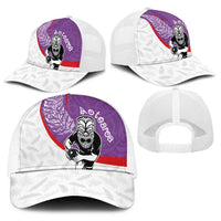 Aotearoa Lawn Bowls Baseball Net Cap Maori Warrior and Silver Fern Sporty Style Purple LT03 - Polynesian Pride