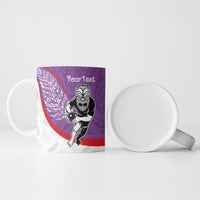 Personalised Aotearoa Lawn Bowls Ceramic Mug Maori Warrior and Silver Fern Sporty Style Purple LT03 - Polynesian Pride