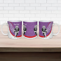 Personalised Aotearoa Lawn Bowls Ceramic Mug Maori Warrior and Silver Fern Sporty Style Purple LT03 - Polynesian Pride