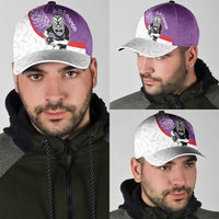 Aotearoa Lawn Bowls Classic Cap Maori Warrior and Silver Fern Sporty Style Purple LT03 - Polynesian Pride