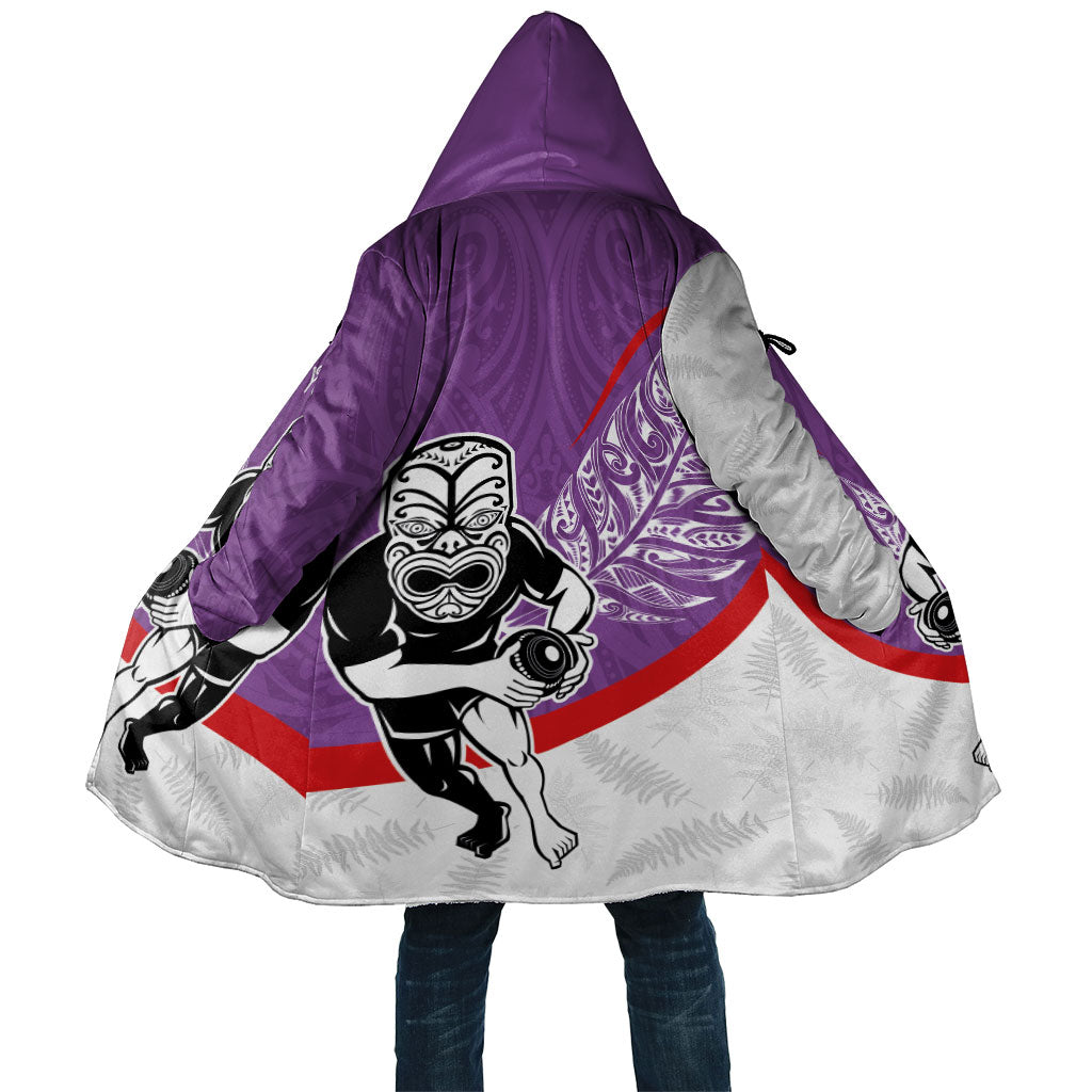 Personalised Aotearoa Lawn Bowls Cloak Maori Warrior and Silver Fern Sporty Style Purple LT03 Unisex Purple - Polynesian Pride