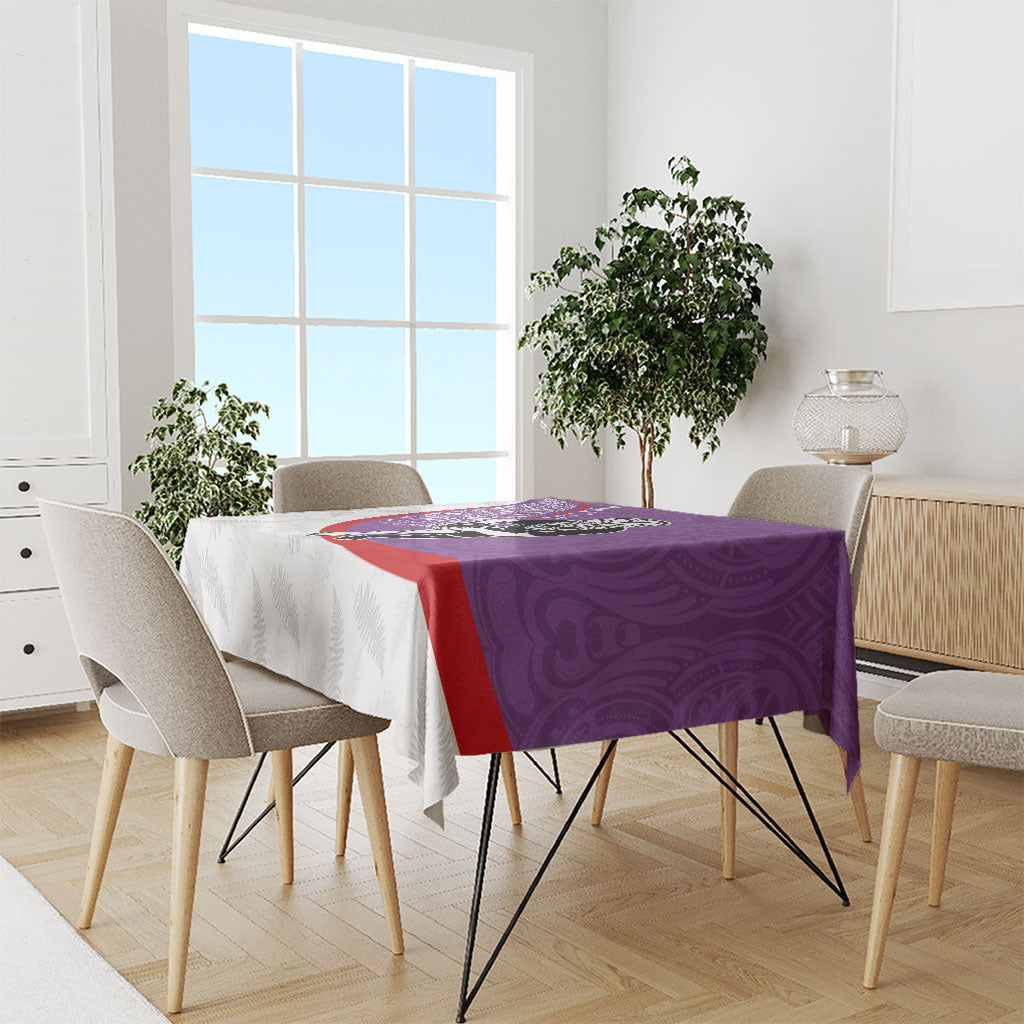 Personalised Aotearoa Lawn Bowls Tablecloth Maori Warrior and Silver Fern Sporty Style Purple LT03 - Polynesian Pride