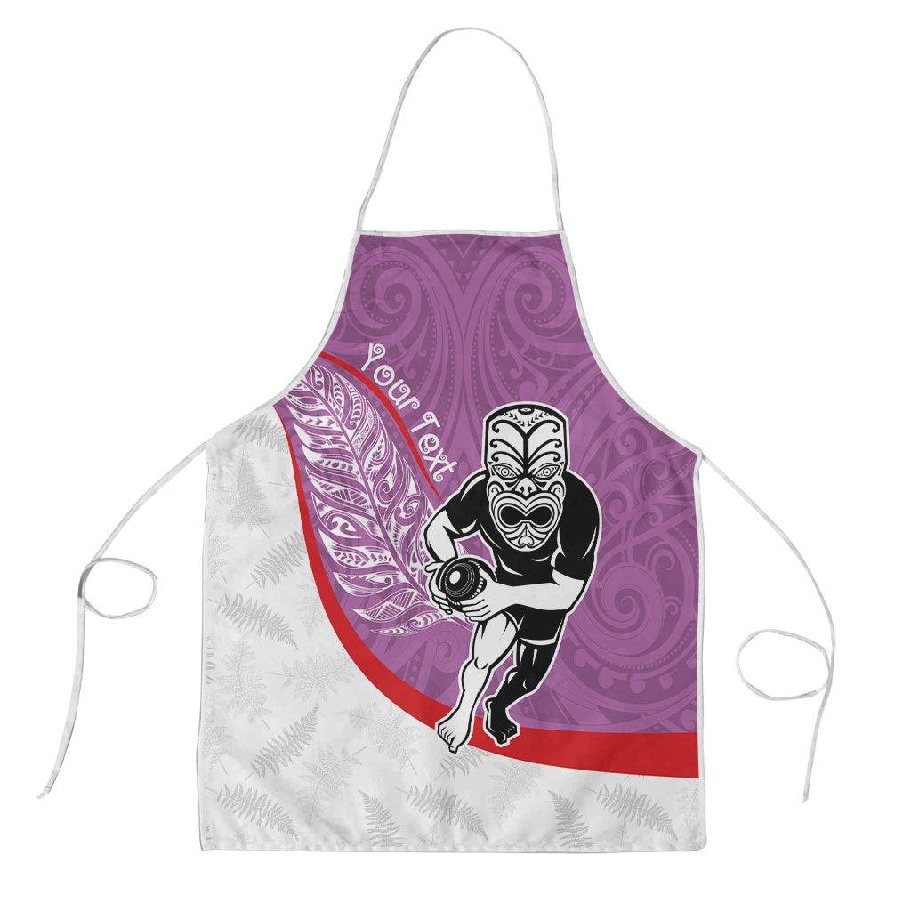 Personalised Aotearoa Lawn Bowls Apron Maori Warrior and Silver Fern Sporty Style Pink LT03 Pink - Polynesian Pride