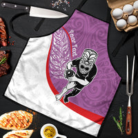 Personalised Aotearoa Lawn Bowls Apron Maori Warrior and Silver Fern Sporty Style Pink LT03 Pink - Polynesian Pride