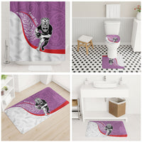 Personalised Aotearoa Lawn Bowls Bathroom Set Maori Warrior and Silver Fern Sporty Style Pink LT03 - Polynesian Pride