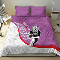 Personalised Aotearoa Lawn Bowls Bedding Set Maori Warrior and Silver Fern Sporty Style Pink LT03 - Polynesian Pride