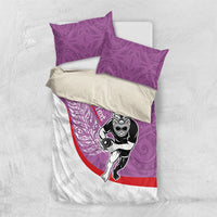 Personalised Aotearoa Lawn Bowls Bedding Set Maori Warrior and Silver Fern Sporty Style Pink LT03 US Twin 172cm x 218cm Pink - Polynesian Pride