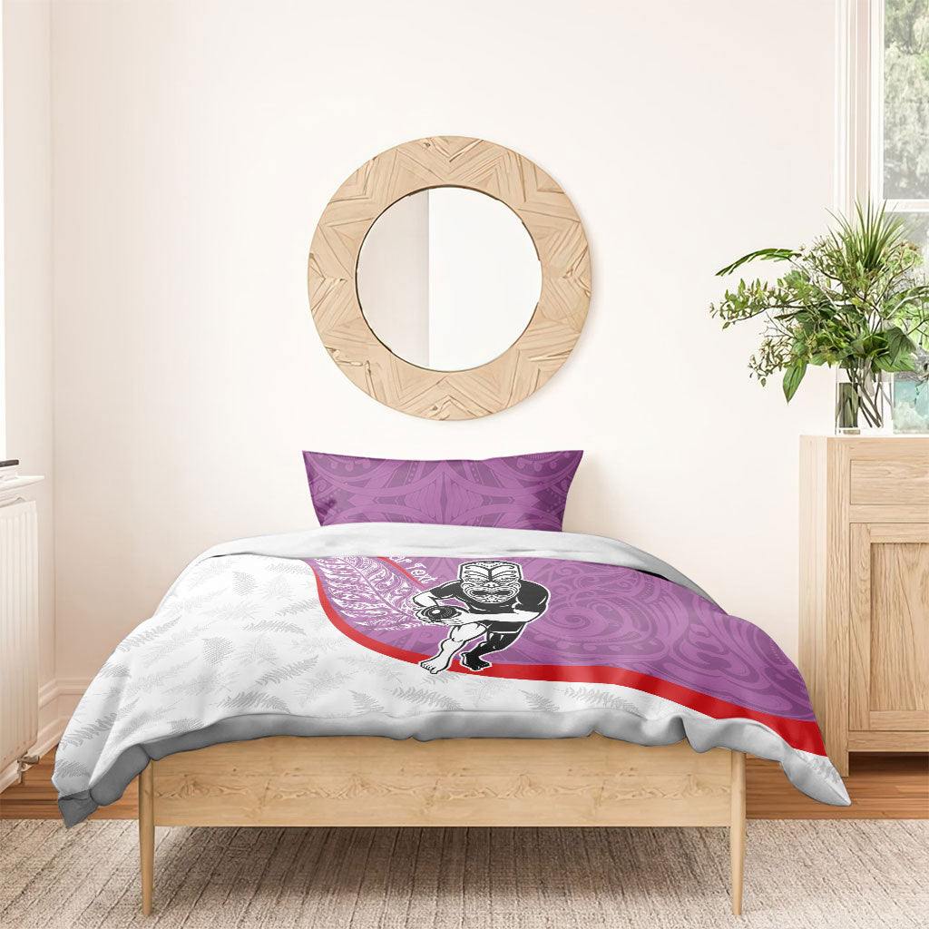 Personalised Aotearoa Lawn Bowls Bedding Set Maori Warrior and Silver Fern Sporty Style Pink LT03 - Polynesian Pride