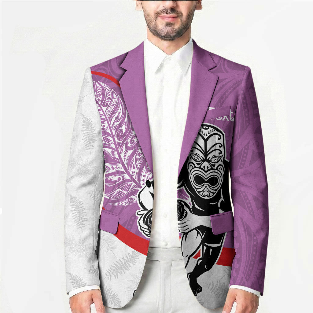 Personalised Aotearoa Lawn Bowls Blazer Maori Warrior and Silver Fern Sporty Style Pink LT03 - Polynesian Pride