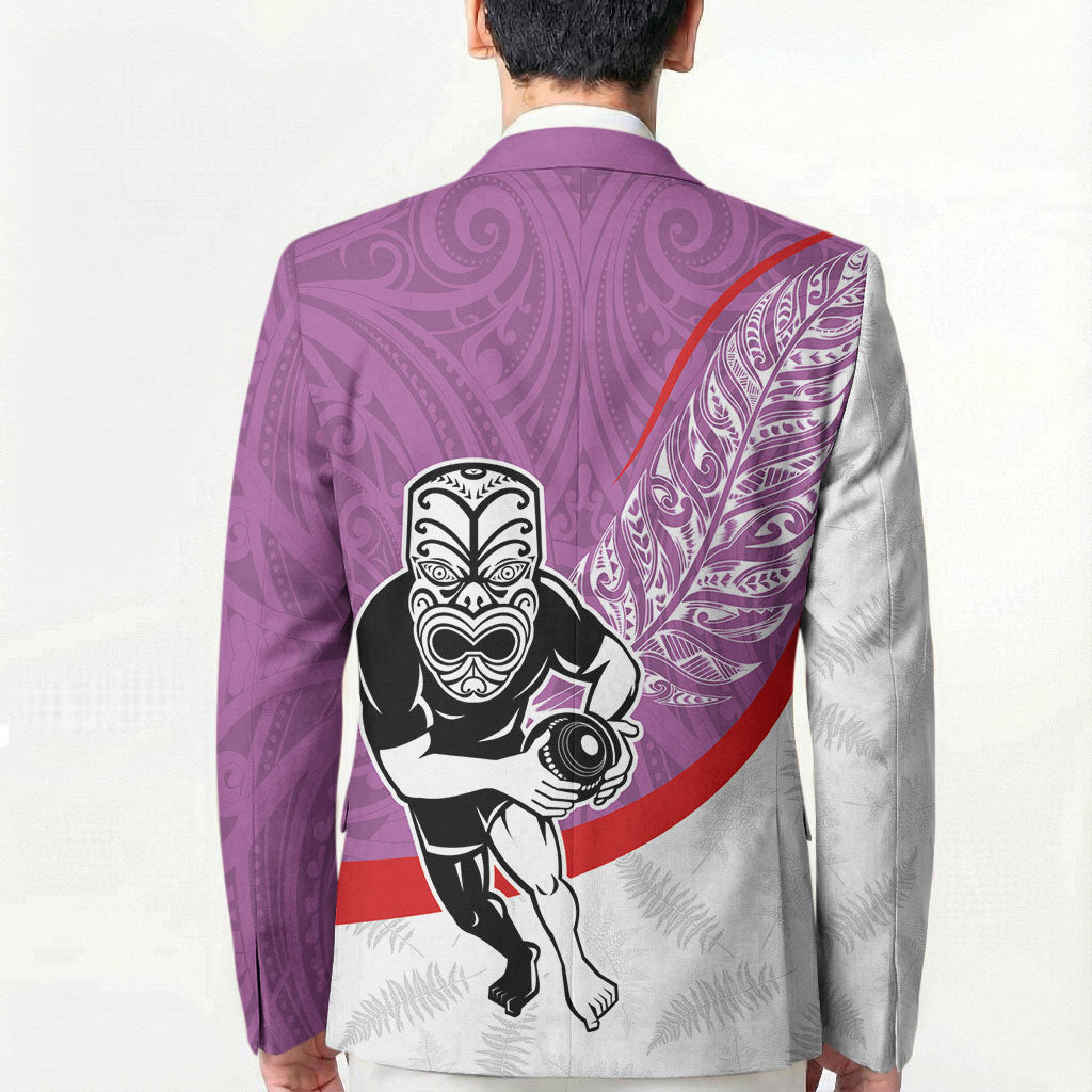 Personalised Aotearoa Lawn Bowls Blazer Maori Warrior and Silver Fern Sporty Style Pink LT03 - Polynesian Pride