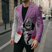 Personalised Aotearoa Lawn Bowls Blazer Maori Warrior and Silver Fern Sporty Style Pink LT03 - Polynesian Pride