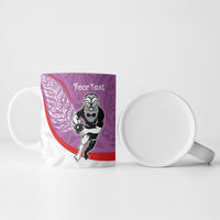 Personalised Aotearoa Lawn Bowls Ceramic Mug Maori Warrior and Silver Fern Sporty Style Pink LT03 - Polynesian Pride