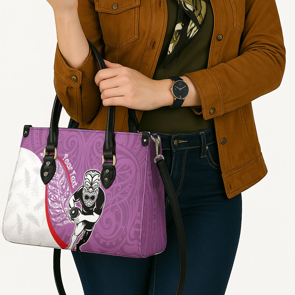 Personalised Aotearoa Lawn Bowls Leather Bag Maori Warrior and Silver Fern Sporty Style Pink LT03 - Polynesian Pride