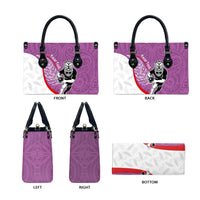 Personalised Aotearoa Lawn Bowls Leather Bag Maori Warrior and Silver Fern Sporty Style Pink LT03 - Polynesian Pride