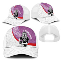 Aotearoa Lawn Bowls Mesh Trucker Cap Maori Warrior and Silver Fern Sporty Style Pink LT03 - Polynesian Pride