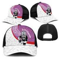 Aotearoa Lawn Bowls Mesh Trucker Cap Maori Warrior and Silver Fern Sporty Style Pink LT03 - Polynesian Pride
