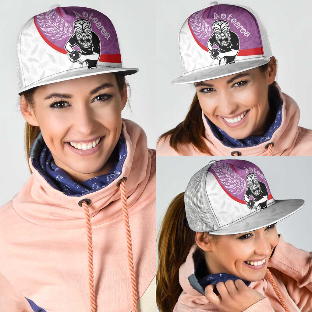 Aotearoa Lawn Bowls Mesh Trucker Cap Maori Warrior and Silver Fern Sporty Style Pink LT03 - Polynesian Pride