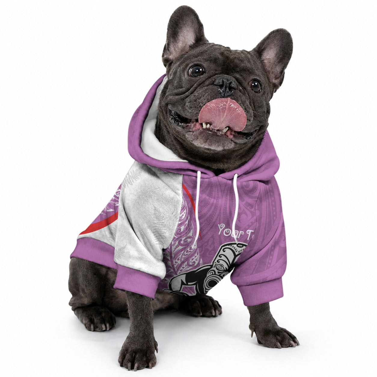 Personalised Aotearoa Lawn Bowls Pet Hoodie Maori Warrior and Silver Fern Sporty Style Pink LT03 - Polynesian Pride