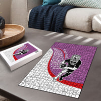 Personalised Aotearoa Lawn Bowls Puzzle Maori Warrior and Silver Fern Sporty Style Pink LT03 - Polynesian Pride