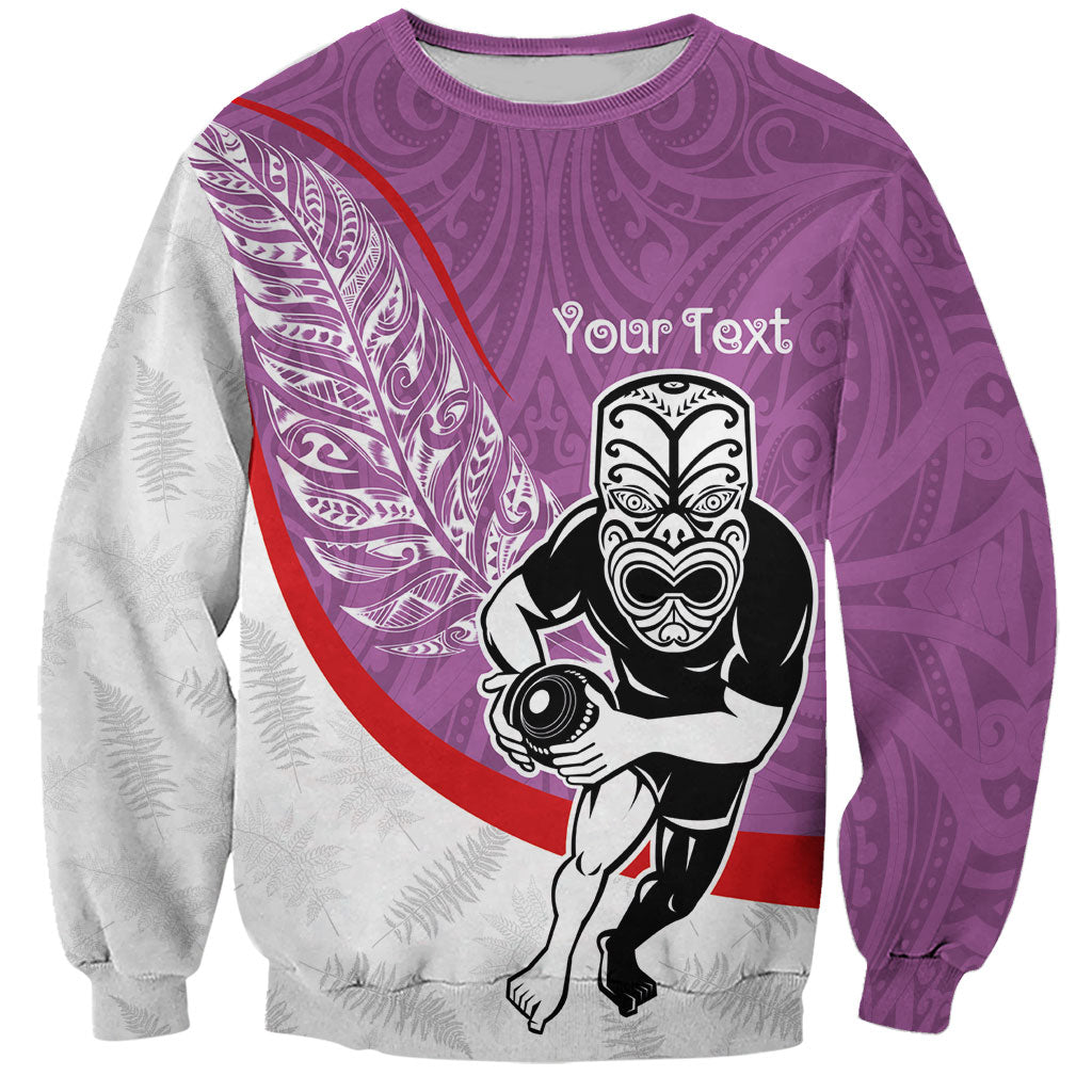 Personalised Aotearoa Lawn Bowls Sweatshirt Maori Warrior and Silver Fern Sporty Style Pink LT03 Unisex Pink - Polynesian Pride