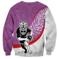Personalised Aotearoa Lawn Bowls Sweatshirt Maori Warrior and Silver Fern Sporty Style Pink LT03 - Polynesian Pride