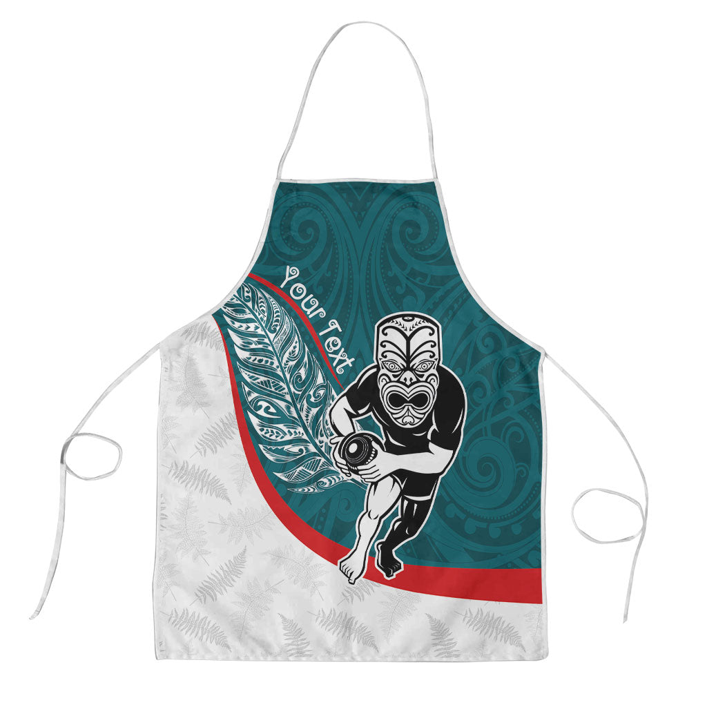Personalised Aotearoa Lawn Bowls Apron Maori Warrior and Silver Fern Sporty Style Teal LT03 Teal - Polynesian Pride