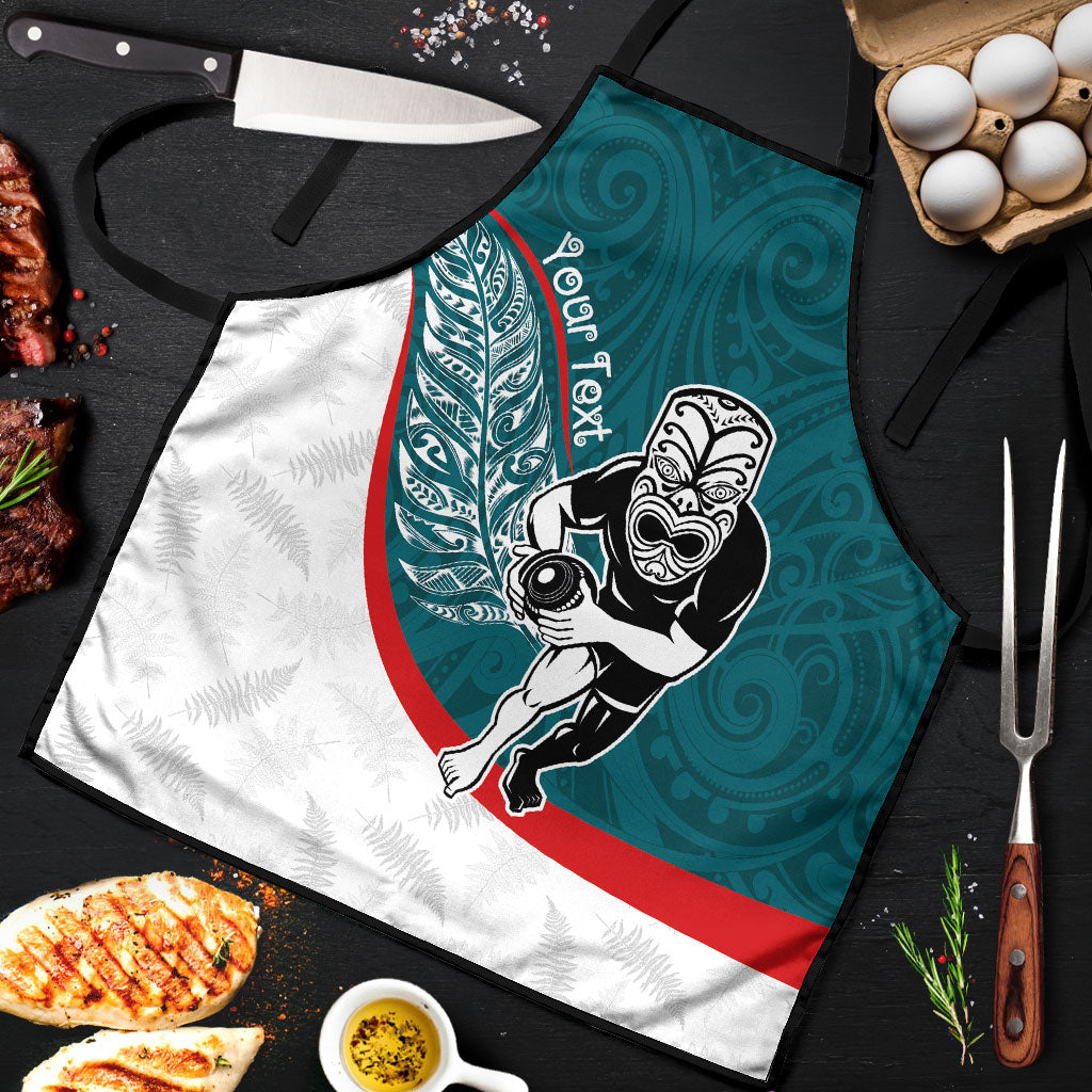 Personalised Aotearoa Lawn Bowls Apron Maori Warrior and Silver Fern Sporty Style Teal LT03 Teal - Polynesian Pride