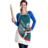 Personalised Aotearoa Lawn Bowls Apron Maori Warrior and Silver Fern Sporty Style Teal LT03 - Polynesian Pride