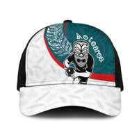 Aotearoa Lawn Bowls Baseball Net Cap Maori Warrior and Silver Fern Sporty Style Teal LT03 One Size Black Teal - Polynesian Pride