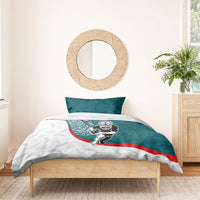 Personalised Aotearoa Lawn Bowls Bedding Set Maori Warrior and Silver Fern Sporty Style Teal LT03 - Polynesian Pride