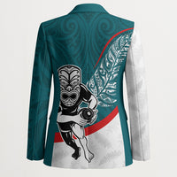 Personalised Aotearoa Lawn Bowls Blazer Maori Warrior and Silver Fern Sporty Style Teal LT03 - Polynesian Pride