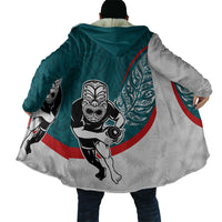 Personalised Aotearoa Lawn Bowls Cloak Maori Warrior and Silver Fern Sporty Style Teal LT03 - Polynesian Pride