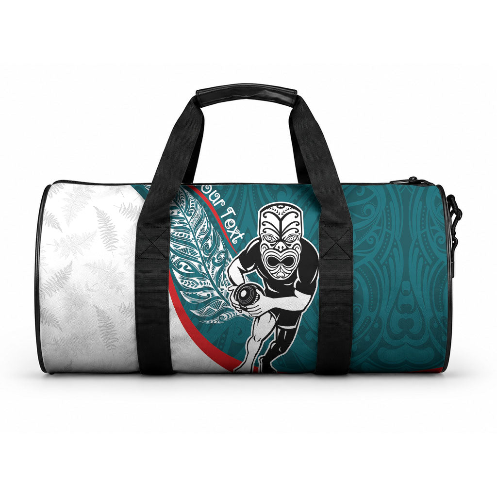Personalised Aotearoa Lawn Bowls Duffle Bag Maori Warrior and Silver Fern Sporty Style Teal LT03 One size Teal - Polynesian Pride