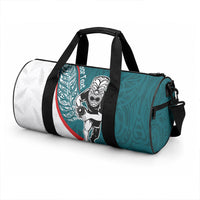 Personalised Aotearoa Lawn Bowls Duffle Bag Maori Warrior and Silver Fern Sporty Style Teal LT03 - Polynesian Pride