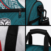 Personalised Aotearoa Lawn Bowls Duffle Bag Maori Warrior and Silver Fern Sporty Style Teal LT03 - Polynesian Pride