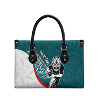 Personalised Aotearoa Lawn Bowls Leather Bag Maori Warrior and Silver Fern Sporty Style Teal LT03 - Polynesian Pride
