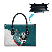 Personalised Aotearoa Lawn Bowls Leather Bag Maori Warrior and Silver Fern Sporty Style Teal LT03 - Polynesian Pride