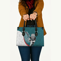 Personalised Aotearoa Lawn Bowls Leather Bag Maori Warrior and Silver Fern Sporty Style Teal LT03 - Polynesian Pride