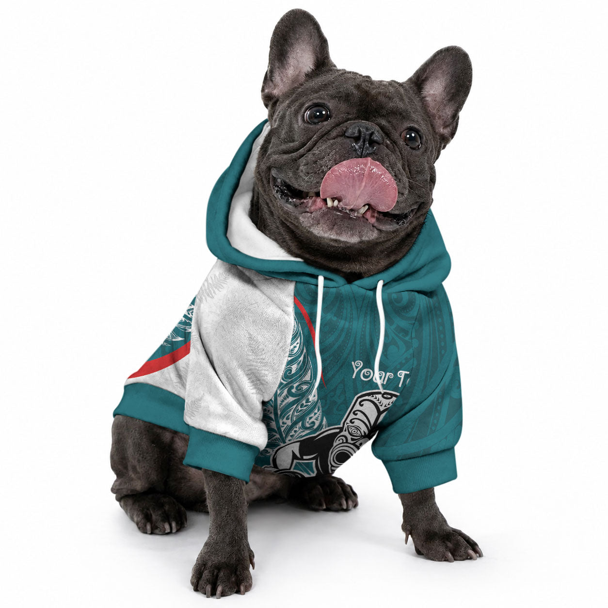 Personalised Aotearoa Lawn Bowls Pet Hoodie Maori Warrior and Silver Fern Sporty Style Teal LT03 - Polynesian Pride