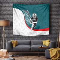 Personalised Aotearoa Lawn Bowls Tapestry Maori Warrior and Silver Fern Sporty Style Teal LT03 Teal - Polynesian Pride