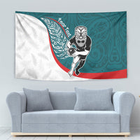 Personalised Aotearoa Lawn Bowls Tapestry Maori Warrior and Silver Fern Sporty Style Teal LT03 - Polynesian Pride