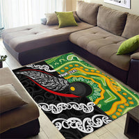 Personalised Aotearoa and Australia Lawn Bowls Area Rug Maori Fern and Aboriginal Pattern LT03 - Polynesian Pride