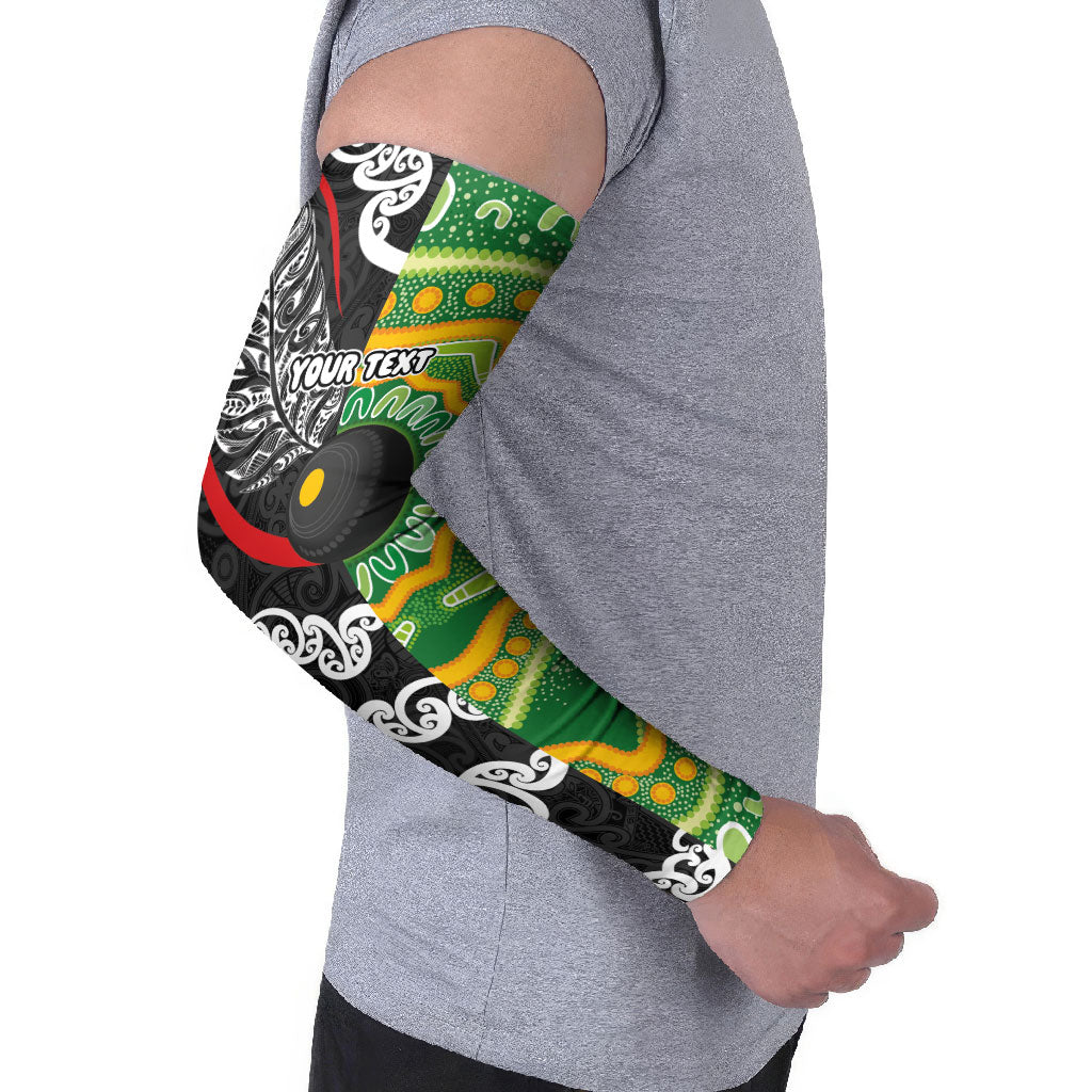 Personalised Aotearoa and Australia Lawn Bowls Arm Sleeves Maori Fern and Aboriginal Pattern LT03 - Polynesian Pride