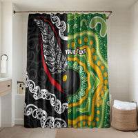 Personalised Aotearoa and Australia Lawn Bowls Bathroom Set Maori Fern and Aboriginal Pattern LT03 Shower Curtain Only Multicolor - Polynesian Pride