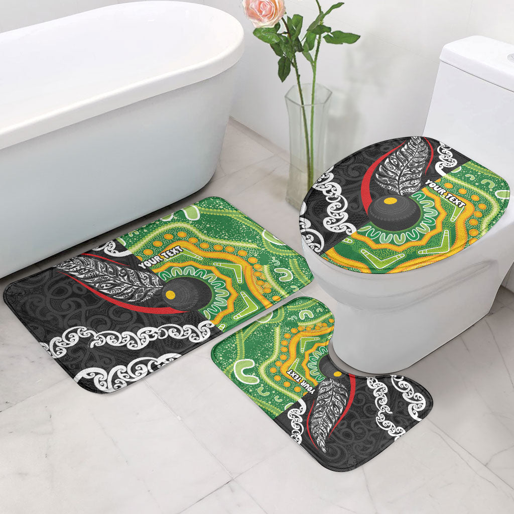 Personalised Aotearoa and Australia Lawn Bowls Bathroom Set Maori Fern and Aboriginal Pattern LT03 - Polynesian Pride
