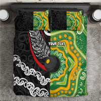 Personalised Aotearoa and Australia Lawn Bowls Bedding Set Maori Fern and Aboriginal Pattern LT03 Multicolor - Polynesian Pride