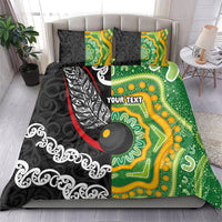 Personalised Aotearoa and Australia Lawn Bowls Bedding Set Maori Fern and Aboriginal Pattern LT03 - Polynesian Pride