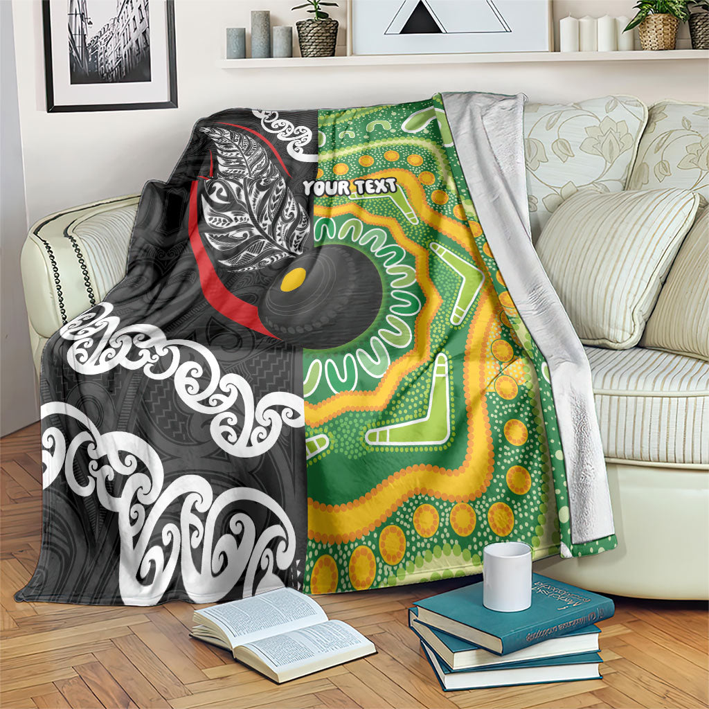 Personalised Aotearoa and Australia Lawn Bowls Blanket Maori Fern and Aboriginal Pattern LT03 Multicolor - Polynesian Pride