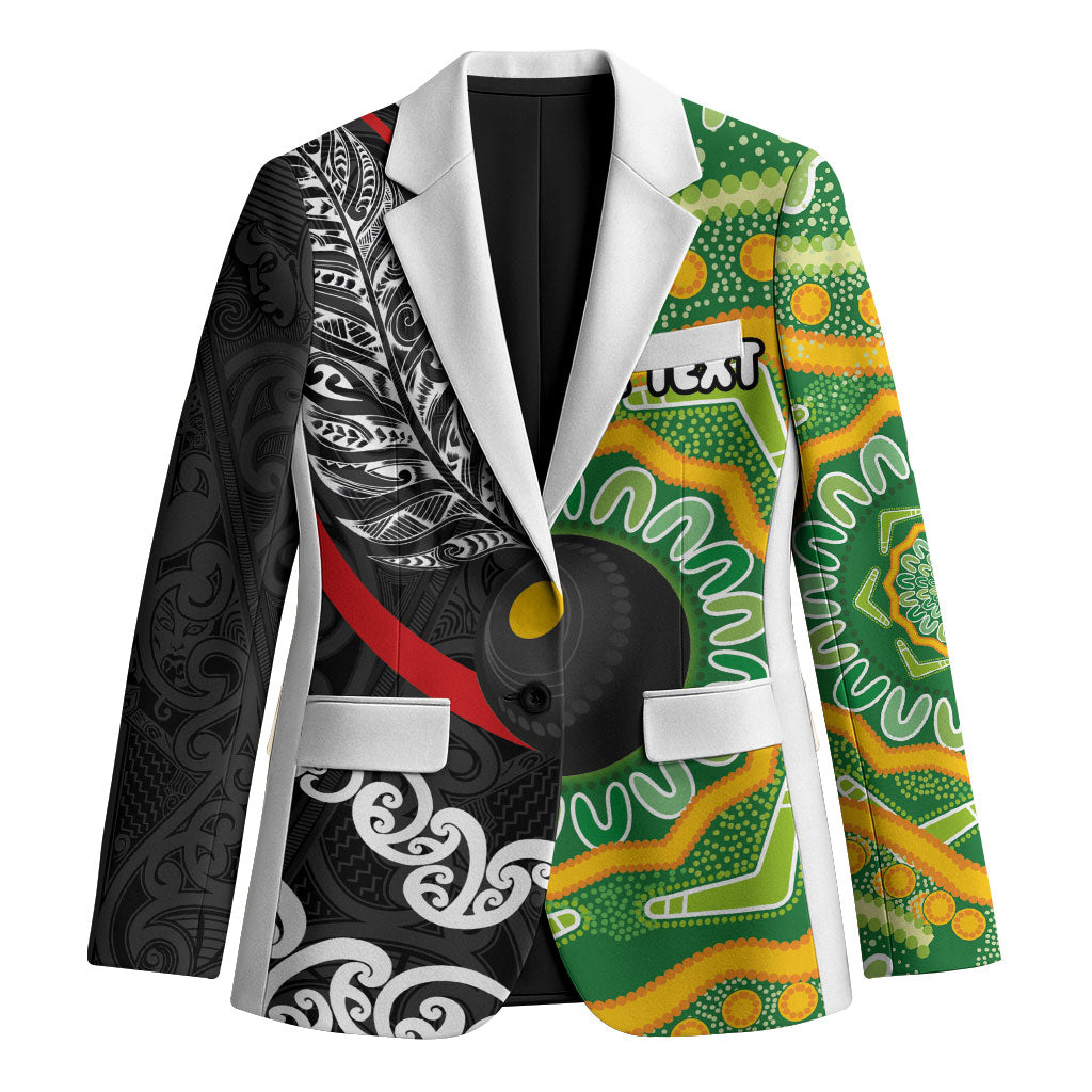 Personalised Aotearoa and Australia Lawn Bowls Blazer Maori Fern and Aboriginal Pattern LT03 Unisex Multicolor - Polynesian Pride