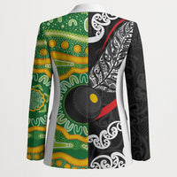 Personalised Aotearoa and Australia Lawn Bowls Blazer Maori Fern and Aboriginal Pattern LT03 - Polynesian Pride
